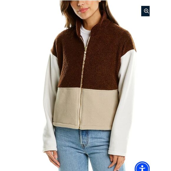 DONNI. Jackets & Blazers - DONNI Women's Tri-Fleece Jacket Brown/Cream